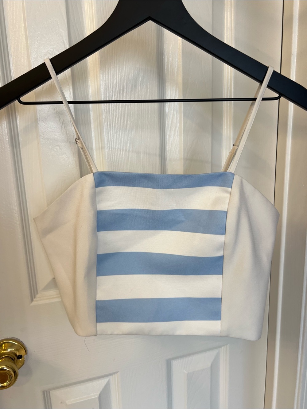 Endless Rose Blue and White Striped Cropped Camisole